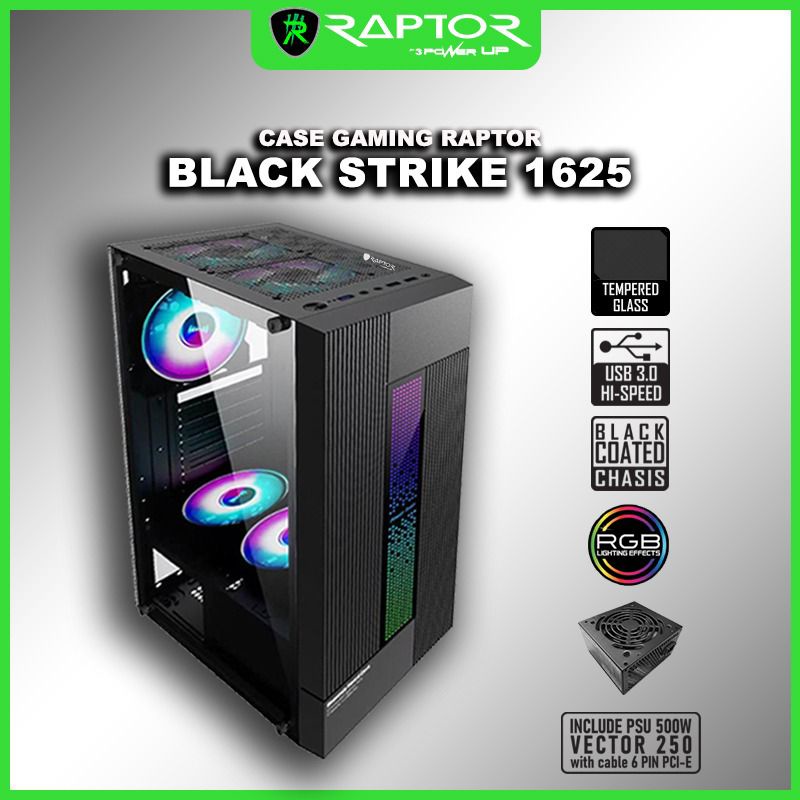 CASING POWER UP GAMING RAPTOR 1625 + PSU 500 WATT