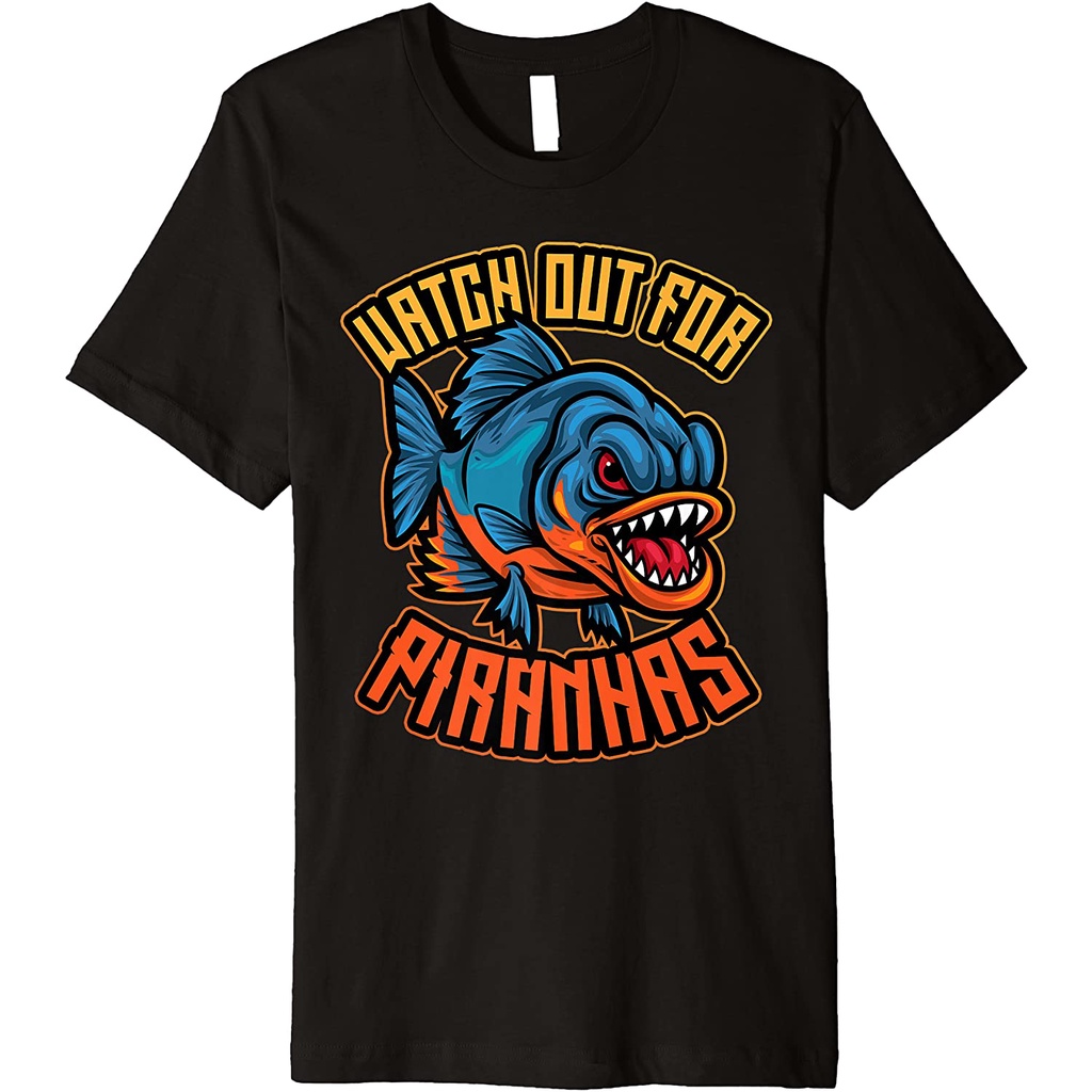 Kaos Dewasa Watch Out For Piranhas Piranha Premium T-Shirt - Kaos Pria - Kaos Wanita - Kaos Laki Lak