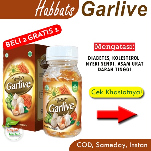 Habbats Garlive Habbat Habat Original 200 Kapsul Obat Herbal Diabet, Darah Tinggi, Kolesterol