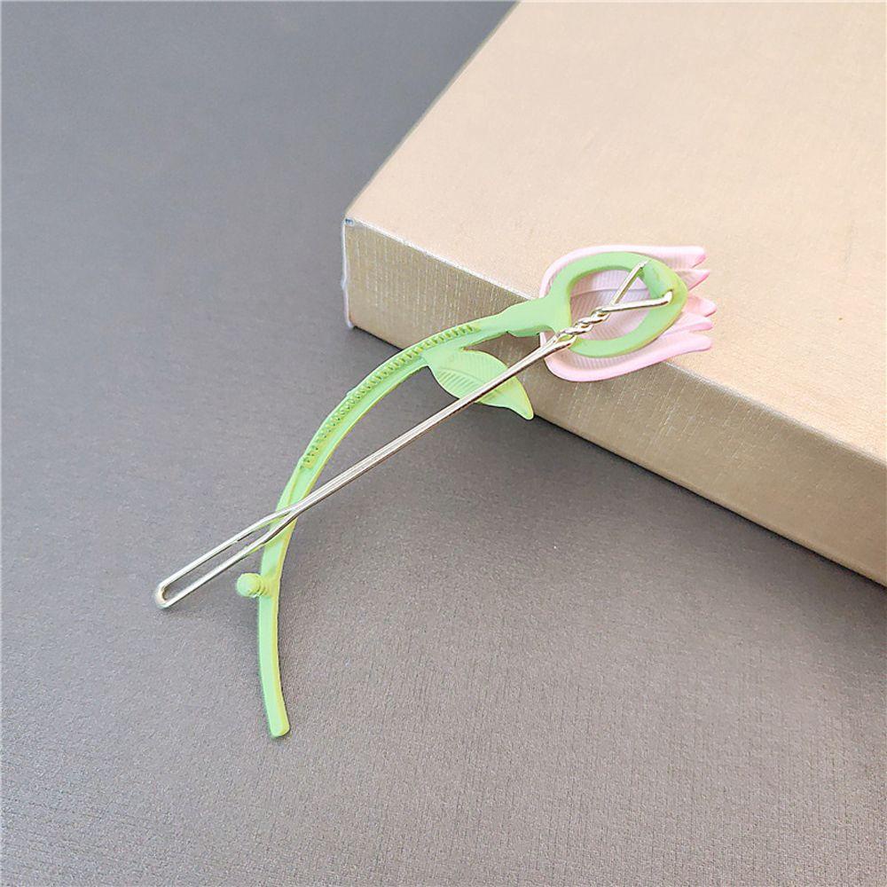 Needway   Tulip Hair Clip Lucu Manis French Geometric Hair Clip Temperamen Gadis Wanita Aksesoris Rambut