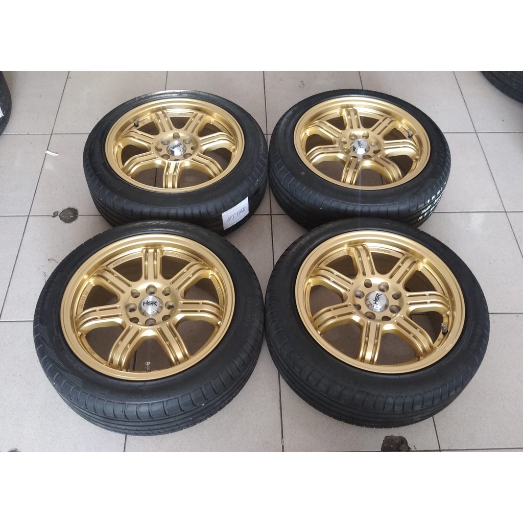 Velg Mobil Bekas HSR SIAK R16 Lebar 7 Hole 4X100 4X114,3 ET42 GOLD + Ban Accelera PhI 195 50 R16 Unt