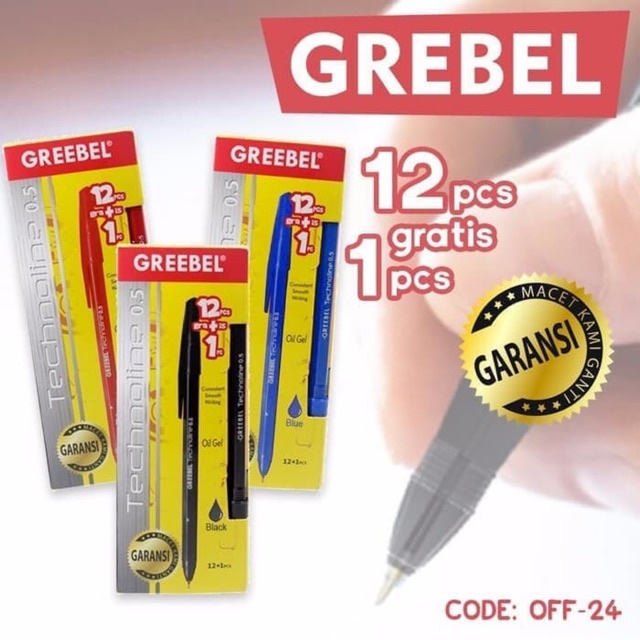 TERMURAH SALE GROSIR PULPEN PEN GREEBEL ISI 13 PER PACK 12PC GRATIS 1PC