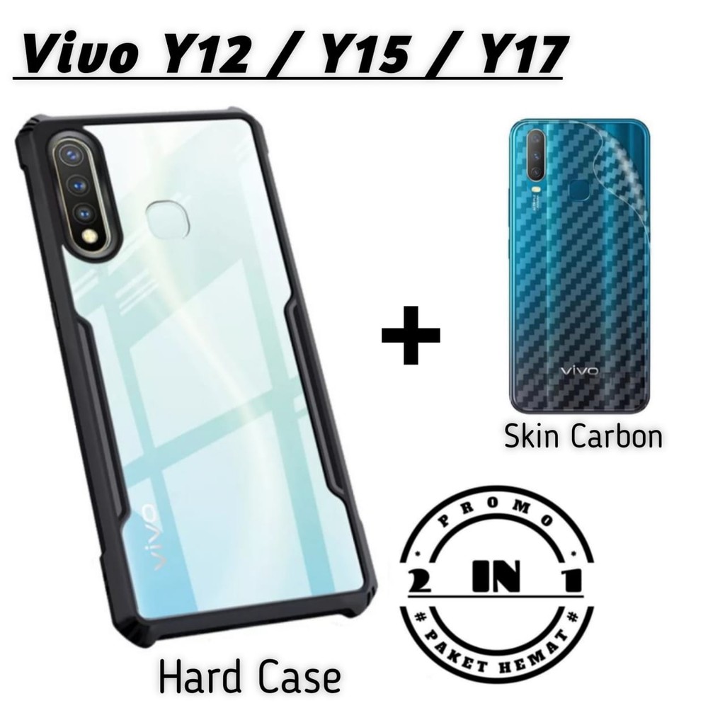 Hard Case VIVO Y12 / VIVO Y15 / VIVO Y17 Shockroof Fusion Armor Transparant FREE Garskin Pelindung Belakang Handphone