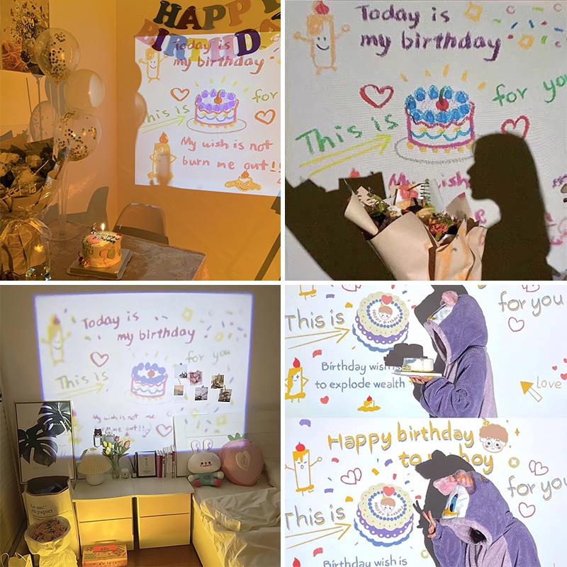 Happy Birthday Projector Mini Ulang Tahun Untuk Dekorasi Pesta Ulang Tahun Anak