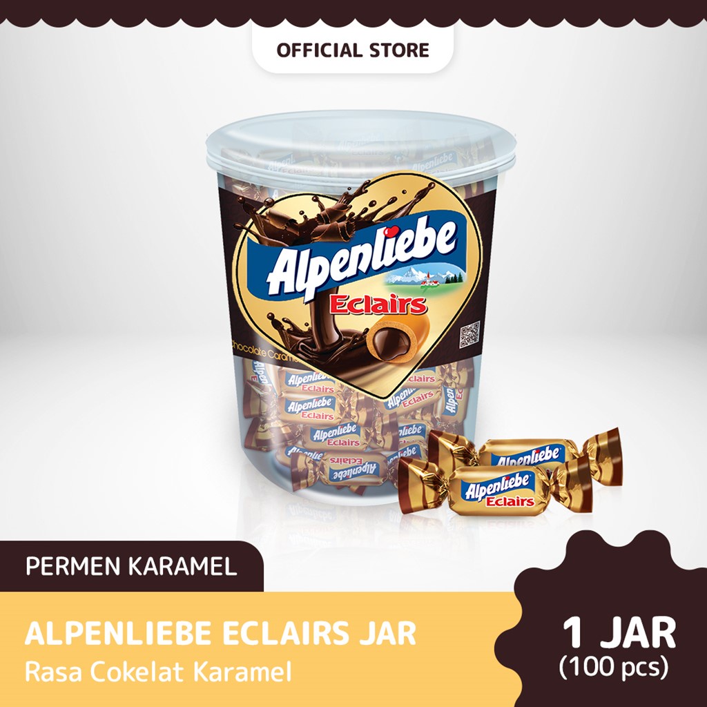 

ALPENLIEBE Eclairs Chocolate Caramel - Permen Coklat Karamel Jar Toples isi 100pcs