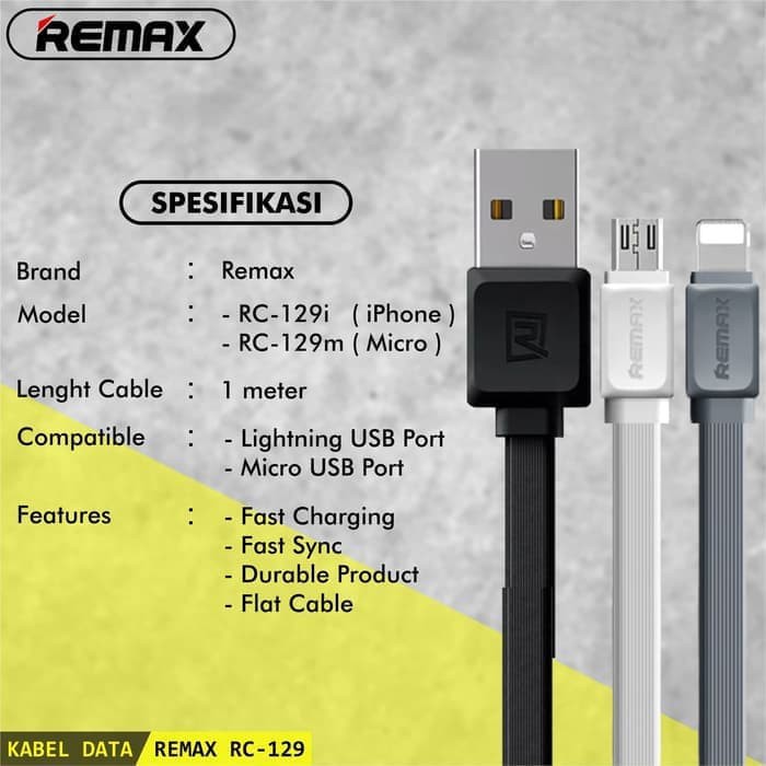 [1meter] Kabel Data Remax Fast Pro Micro USB RC-129m ORIGINAL Cable