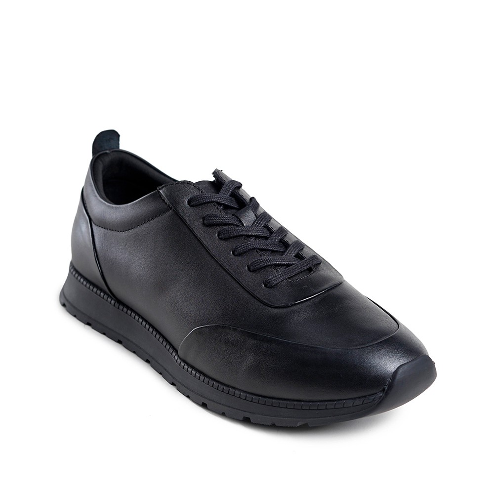 TERLARIS Prabu - Panji All Black Sepatu Kulit Sneakers Pria Hitam KEKINIAN