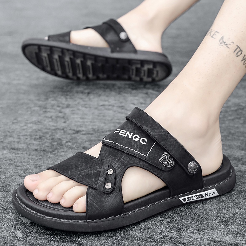 ⭐️⭐️⭐️⭐️⭐️【COD 】SENDAL PRIA SANDAL KULIT  SANDAL PRIA TERBARU KULIT ASLI 100% SOL KARET TPR TIDAK LICIN