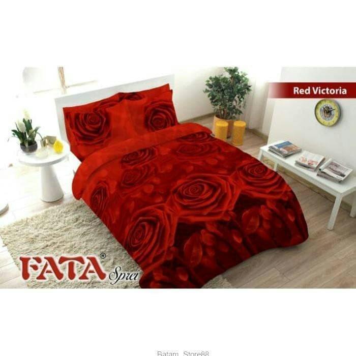 Sprei Fata Red Victoria Single/No.3/120X200.Motif Bunga Mawar Merah