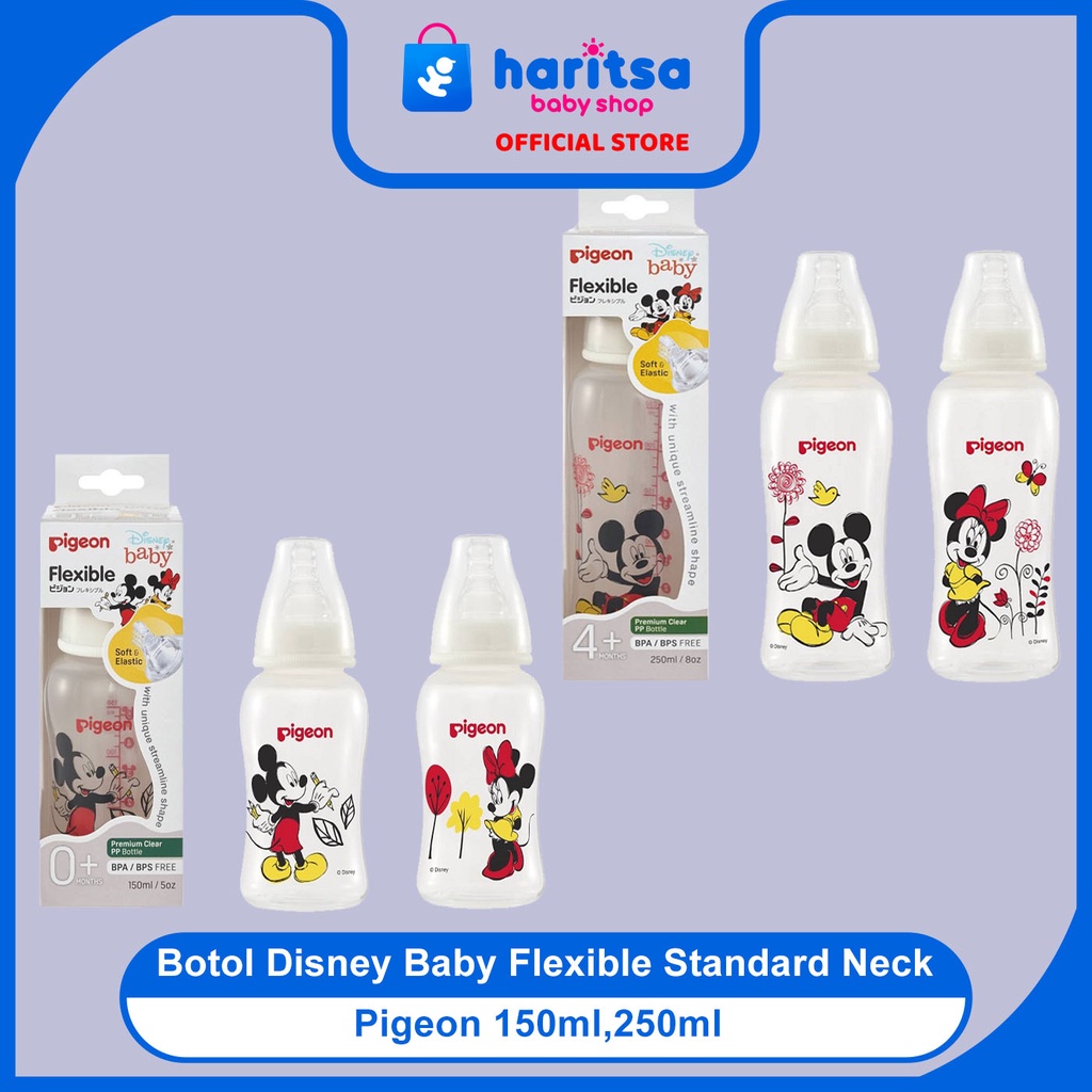 Pigeon Botol Susu Disney Baby Flexible Standard Neck 150 ml 250 ml, 0+ bulan,4+ bulan