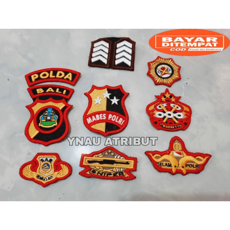 set paket pdl polri pangkat dan pin Bripka bordir timbul