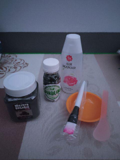 Paket #2 Spirulina + Air Mawar + Kuas + Wadah + Pengaduk