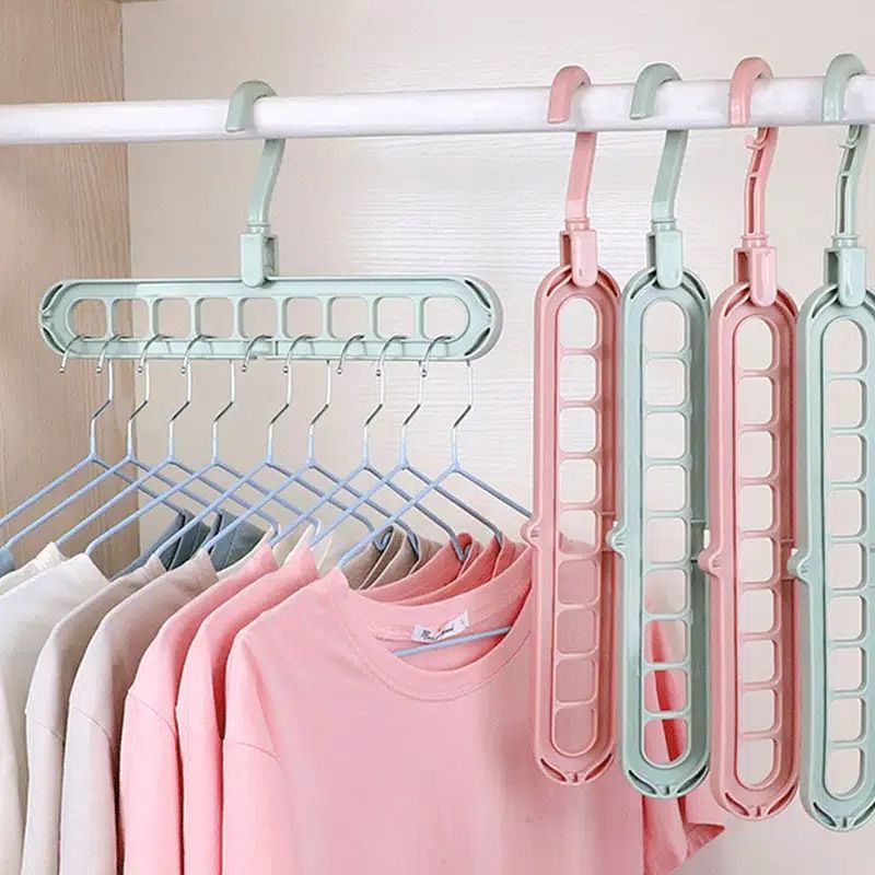 Gantungan Baju  / Magic Hanger Baju multifungsi  Hanger  / Gantungan Ajaib Multifungsi Dapat Dilipat dengan 9 Lubang gantungan baju / magic hanger