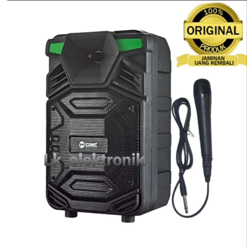 Speaker Aktif Portable GMC 897C Bluetooth Karaoke Xbass + Mic Kabel Original / DAT  8 inch DT 820QD