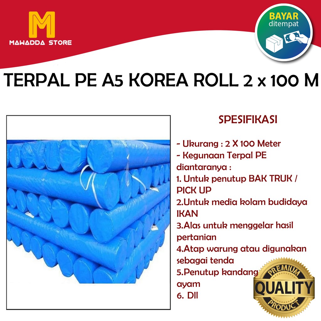 Terpal PE A5 Korea Roll 2 x 100 M