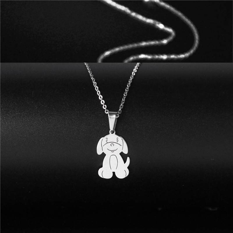 Baja berbentuk hewan anjing stainless steel liontin cute puppy kalung Eropa dan Amerika populer orna