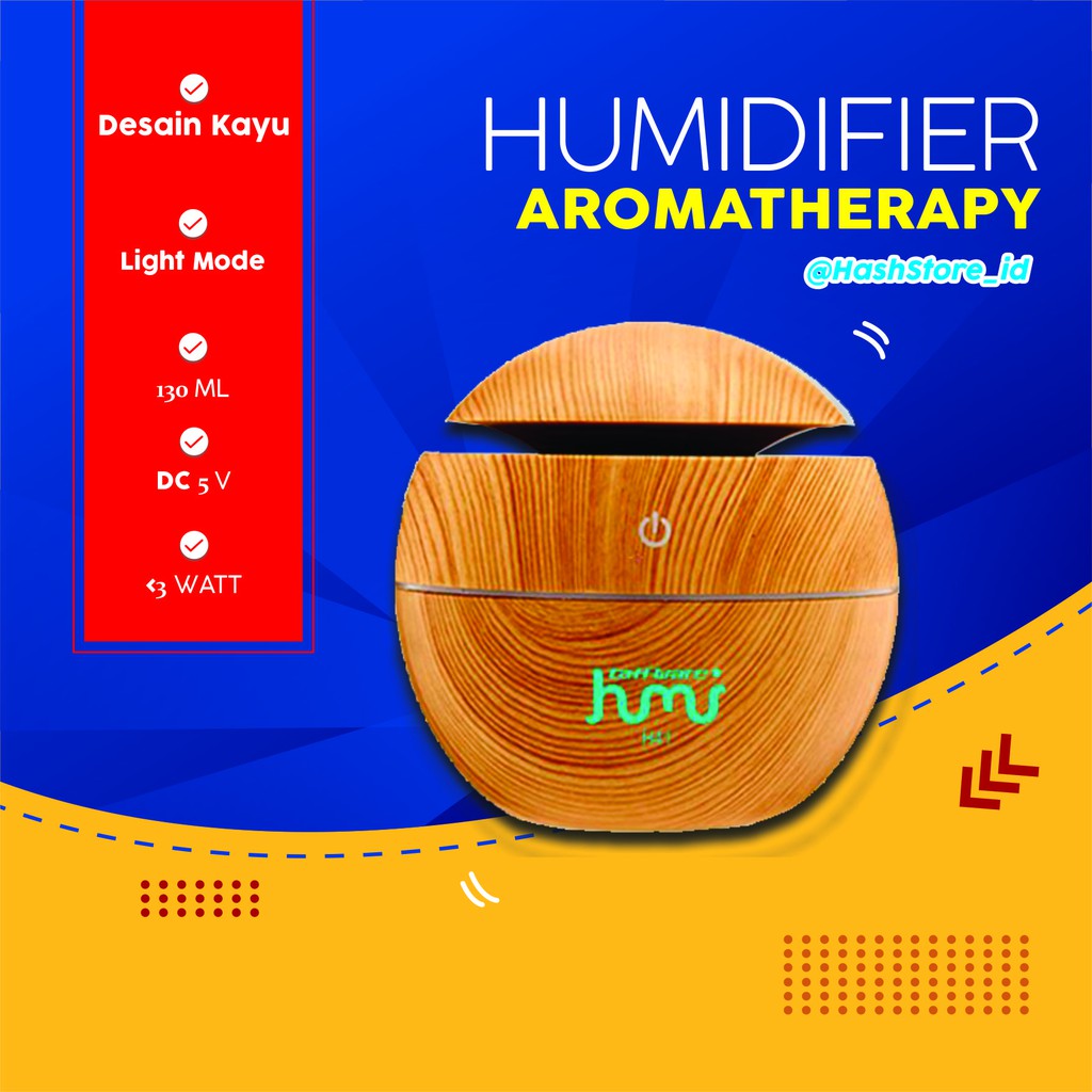 HUMIDIFIER 130 ML AROMATHERAPY PELEMBAB RUANGAN HUMIDIFIER DIFFUSER AROMATHERAPY- DESAIN KAYU