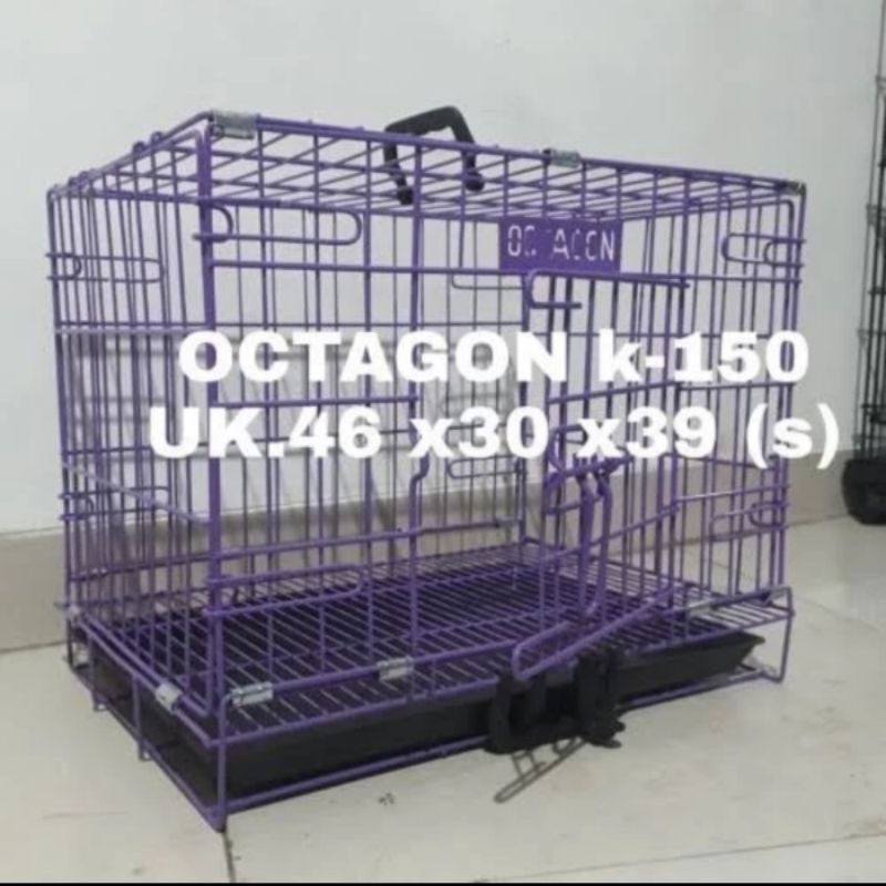 OCTAGON K-150 Kandang Besi Lipat Anjing Kucing (46cm x 30cm x 39cm)