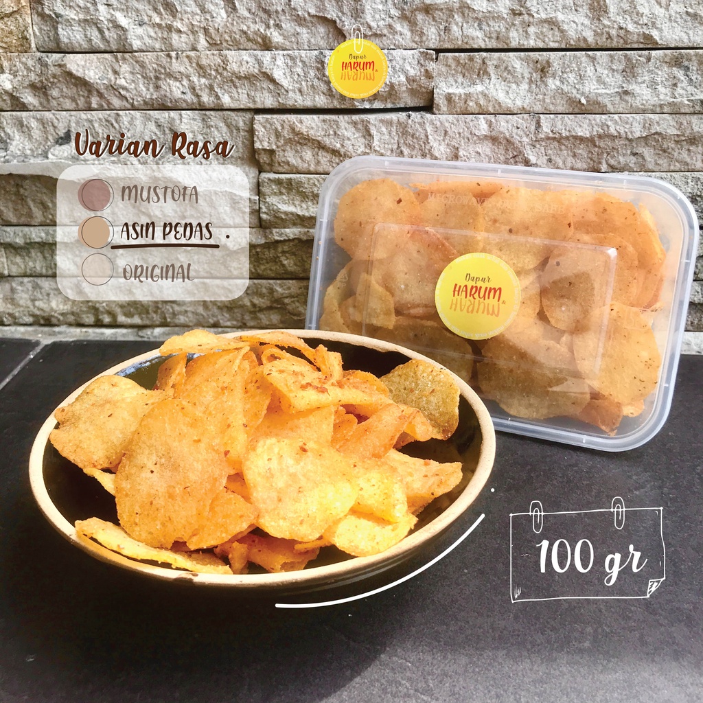 

Kripik Kentang 100gr Premium Home Made Renyah Gurih Rasa Original & Asin Pedas [Dapur Harum]
