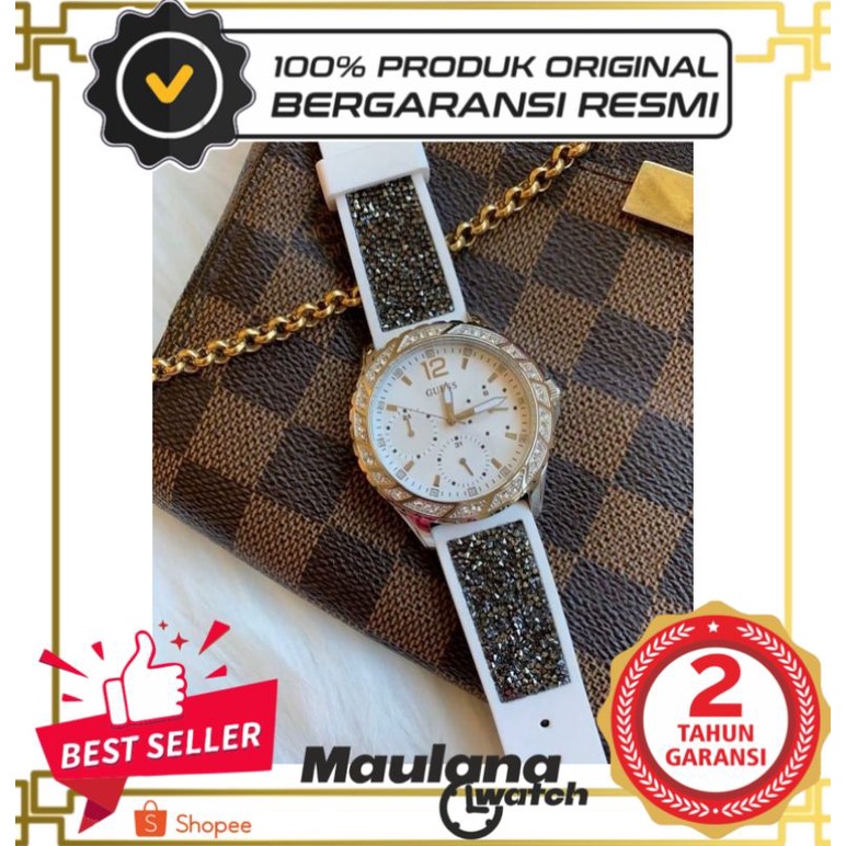Free box JAM TANGAN PRIA WANITA | RANTAI | KULIT | KARET | MURAH | Wanita - Guess W1096L1 Strap Rubb