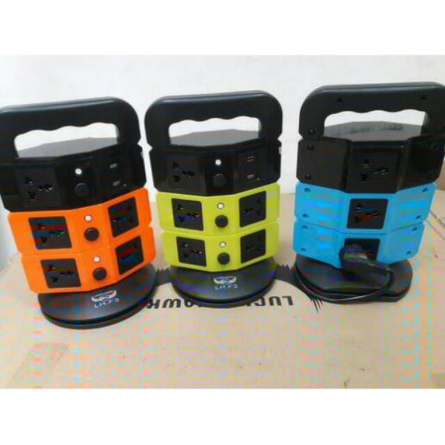 COLOKAN LISTRIK VERTICAL SOCKET 3 TINGKAT + USB CHARGER