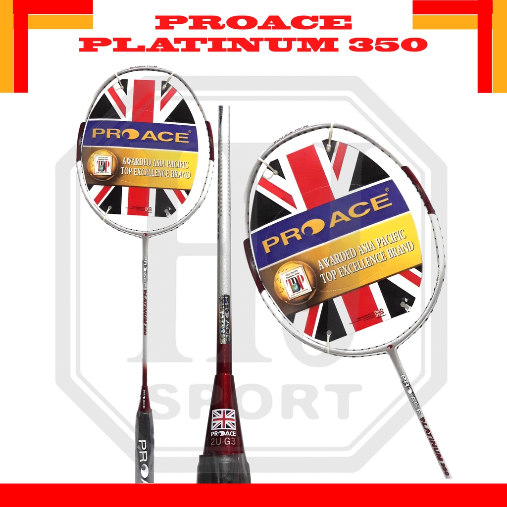 Raket Badminton Original Pro Ace Platinum 350 Bonus Komplit