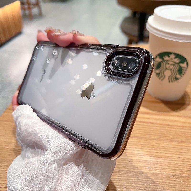 Case Transparan Electroplated Space Tahan Jatuh Untuk iPhone X XS max 7 Plus 8 Plus 11 Pro max 14 Plus 14 Pro max