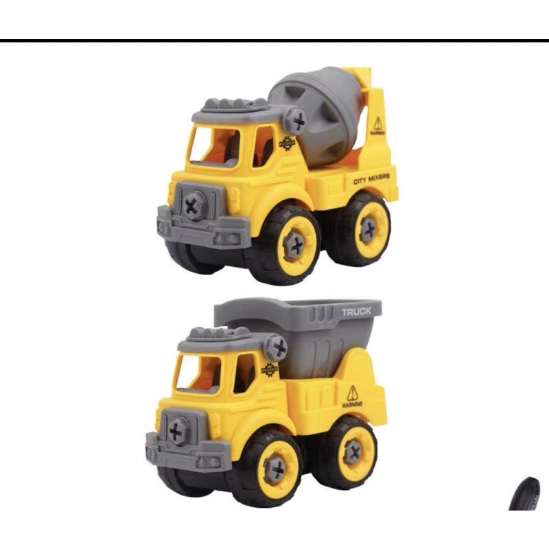 Mainan Mobil Truck DIY Bongkar Pasang Plus Obeng Construction Car 2 pcs