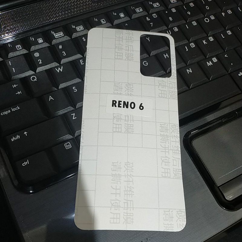 Oppo Reno 6 4G/5G Reno 6 Pro Anti Gores Skin Karbon Screen Guard Protector Plastik Transparan Karbon Belakang Anti Jamur