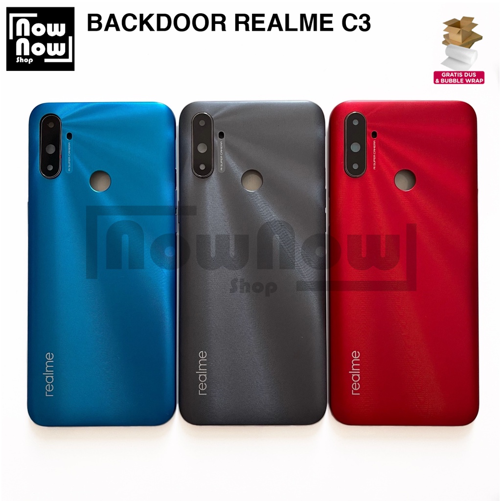 Backdoor Tutup Belakang Baterai Backcover Back Casing Housing Realme C3 RMX2027 RMX2020 RMX2021 Cover Belakang