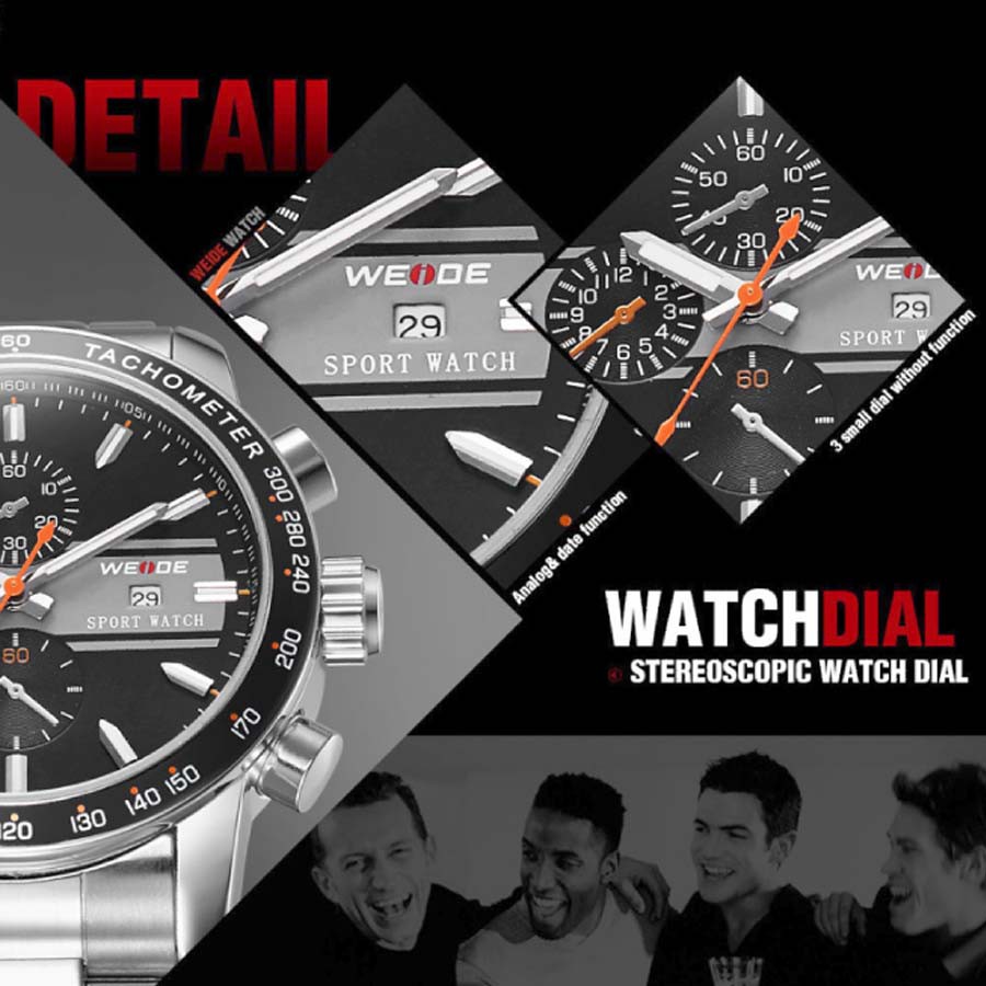 WEIDE 3313 Jam Tangan Pria Analog Casual Terbaru - Chrono - Elegant - Waterproof