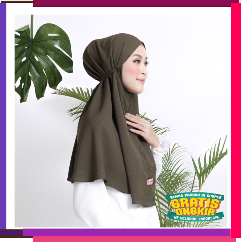 Lucu Keren Motif Polkadot BUnga KOtak / READY STOCK Shafeeya Bergo / Bergo Instan / Hijab Instan