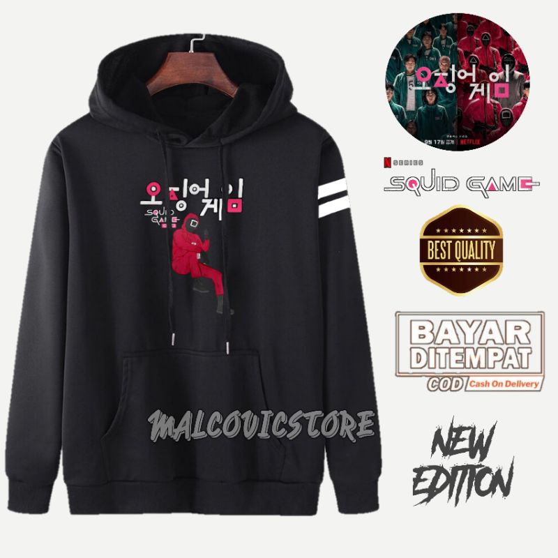 Jaket Hoodie Squid Game Black/Sweater Squid Game Unisex/Jaket Pria Squid Game/Hoodie Kdrama/Squid Ga
