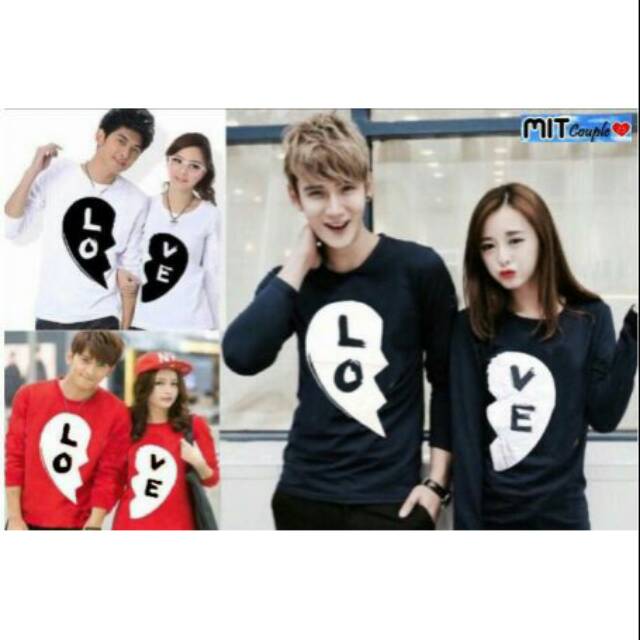kaos couple black love limited edition lengan panjang - baju pasangan