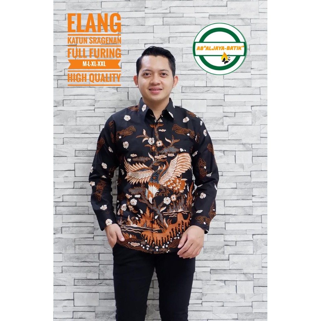 ELANG Kemeja Batik Pria Lengan Panjang | Hem Batik Pria FULL FURING Batik Aljaya