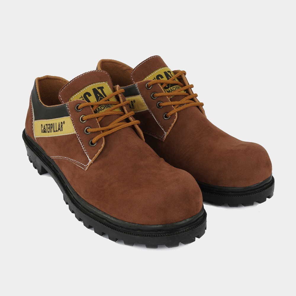 Sepatu Boots Sefty Pria Caterpillar Sby Suede Coffe Low Ujung Besi Boot Safety Kerja Cowok Murah