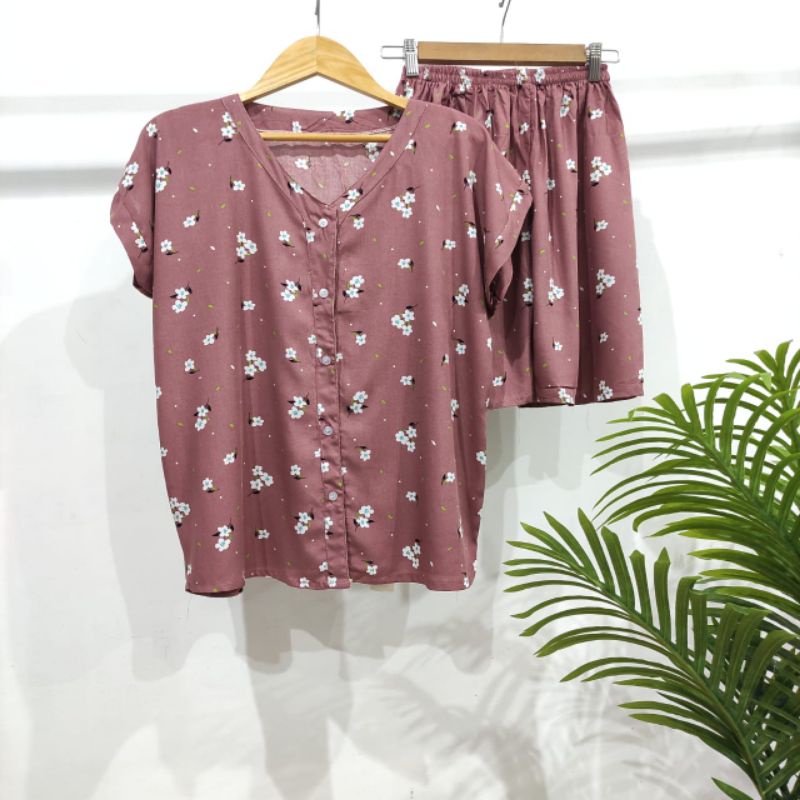 PIYAMA KANCING PENDEK HITS PIYAMA KANCING BUSUI | PIYAMA RAYON | HOMEWEAR-PDV T