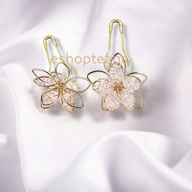 A19 anting hijab bunga kristal gold_anting jilbab