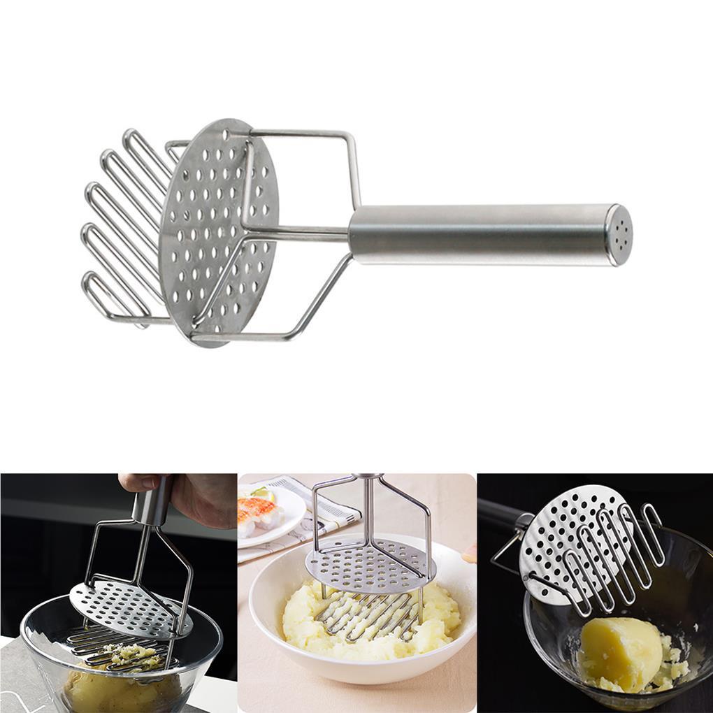 Gilingan Makanan Stainless Steel Humanized Potato Masher Tahan Aus Pendorong Kentang Halus Alat Buah Sayur Press Crusher