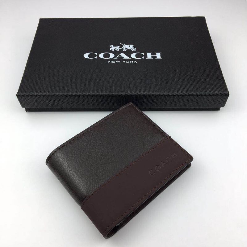 Coach Wallet Alcantra Brown Mens (74634)