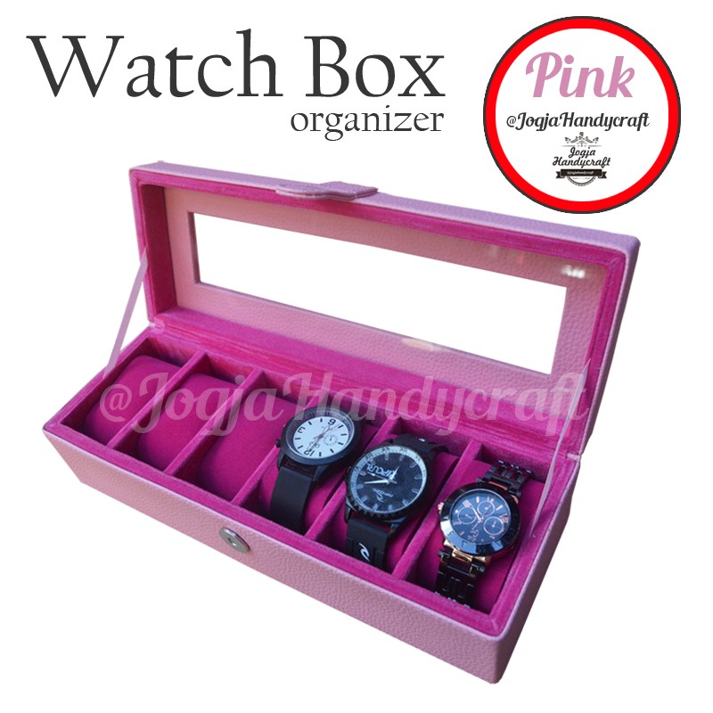 free ongkir Baby Pink Watch Box / Kotak Tempat Jam Tangan Isi 6