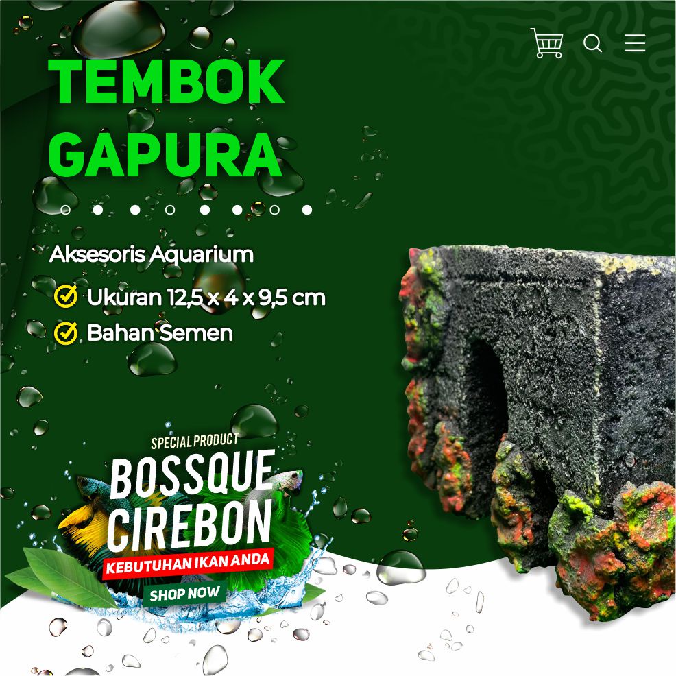 Hiasan Aquarium Ornamen Aquascape Tembok Gapura Semen Bukan Resin Fiber Kuat Tahan Lama