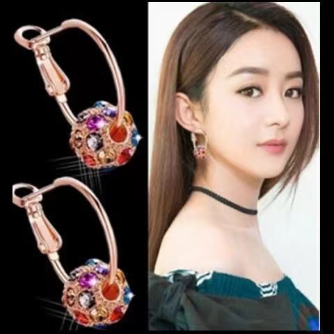 (Hello Girl)E26 Anting Bola Bola Diamond Fashion Wanita Stud Earrings Import