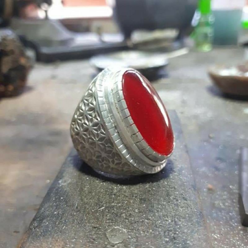 Cincin Perak Handmade Cincin Perak Custom cincin Emban Batu Permata dan Batu Akik