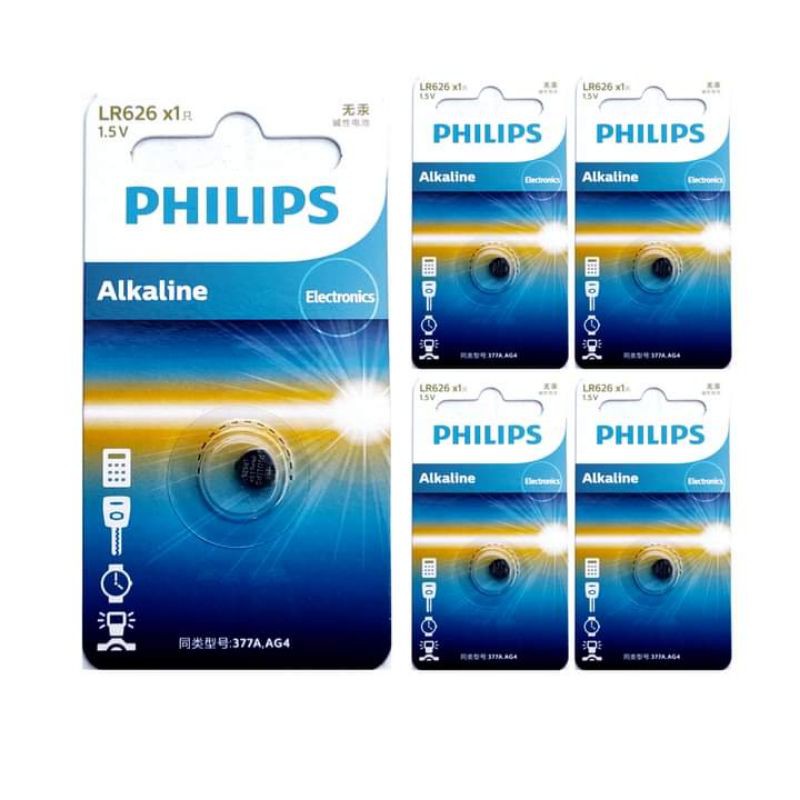 PHILIPS LR626 LR 626 BATTERY LR626 377 ORIGINAL PHILIPS AG4 377A