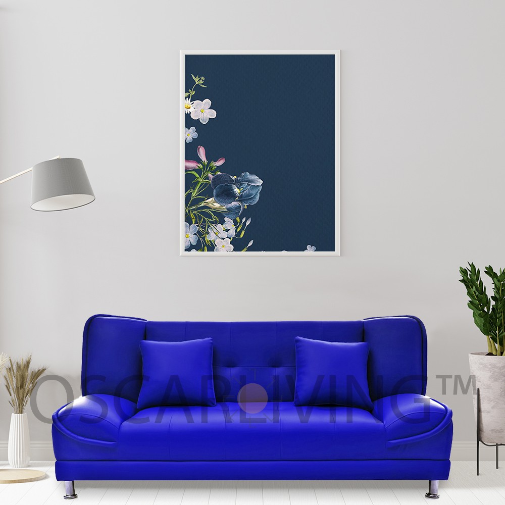 OLC Sofa Bed Nokia Biru / Sofabed Minimalis Bahan Oscar / Sofa Tidur [Khusus Jabodetabek]