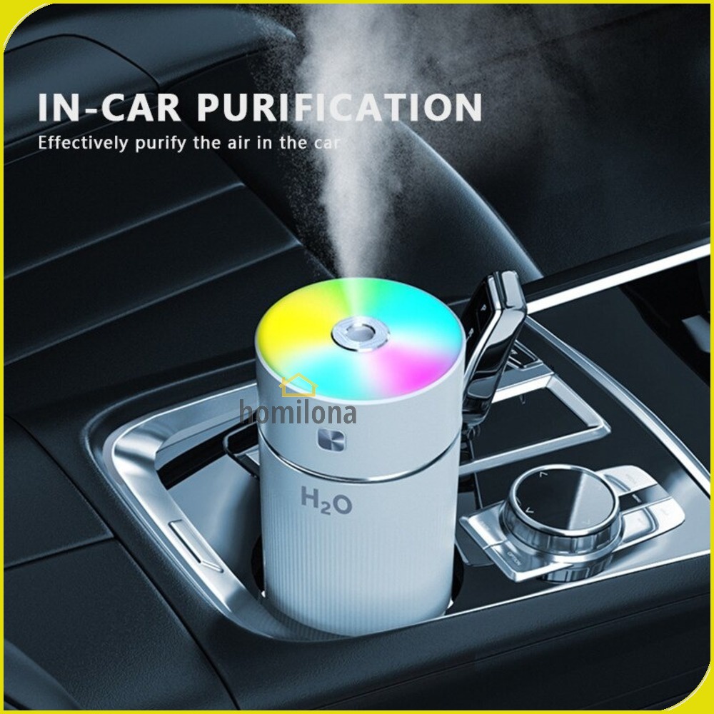 Air Humidifier Aromatherapy Oil Diffuser Colorful Lights USB Rechargeable 240ml Car Mobil FENGZI FZ010 White