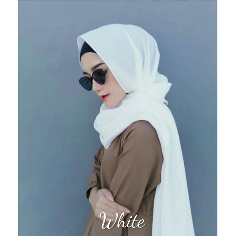 PASHMINA DIAMOND GEORGETTE / SIZE 180cm x 75cm-PD WHITE