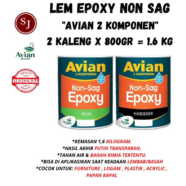 Lem Epoxy Avian Non-Sag 1600gr Kayu Kapal Besi Lem Sebaguna Area Basah