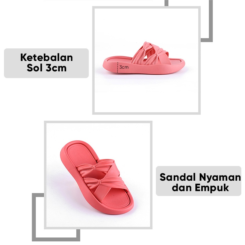 Lazy Bear Sandal Rumah Slip On H15 Sendal Slipper Cantik Wanita Empuk Comfy Anti Slip